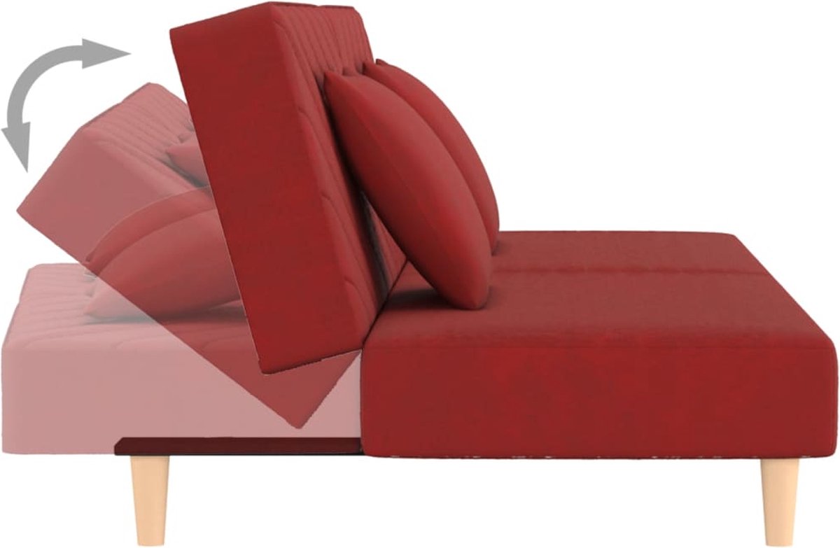 Vidaxl Slaapbank 2-zits Met 2 Kussens Fluweel Wijn - Rood