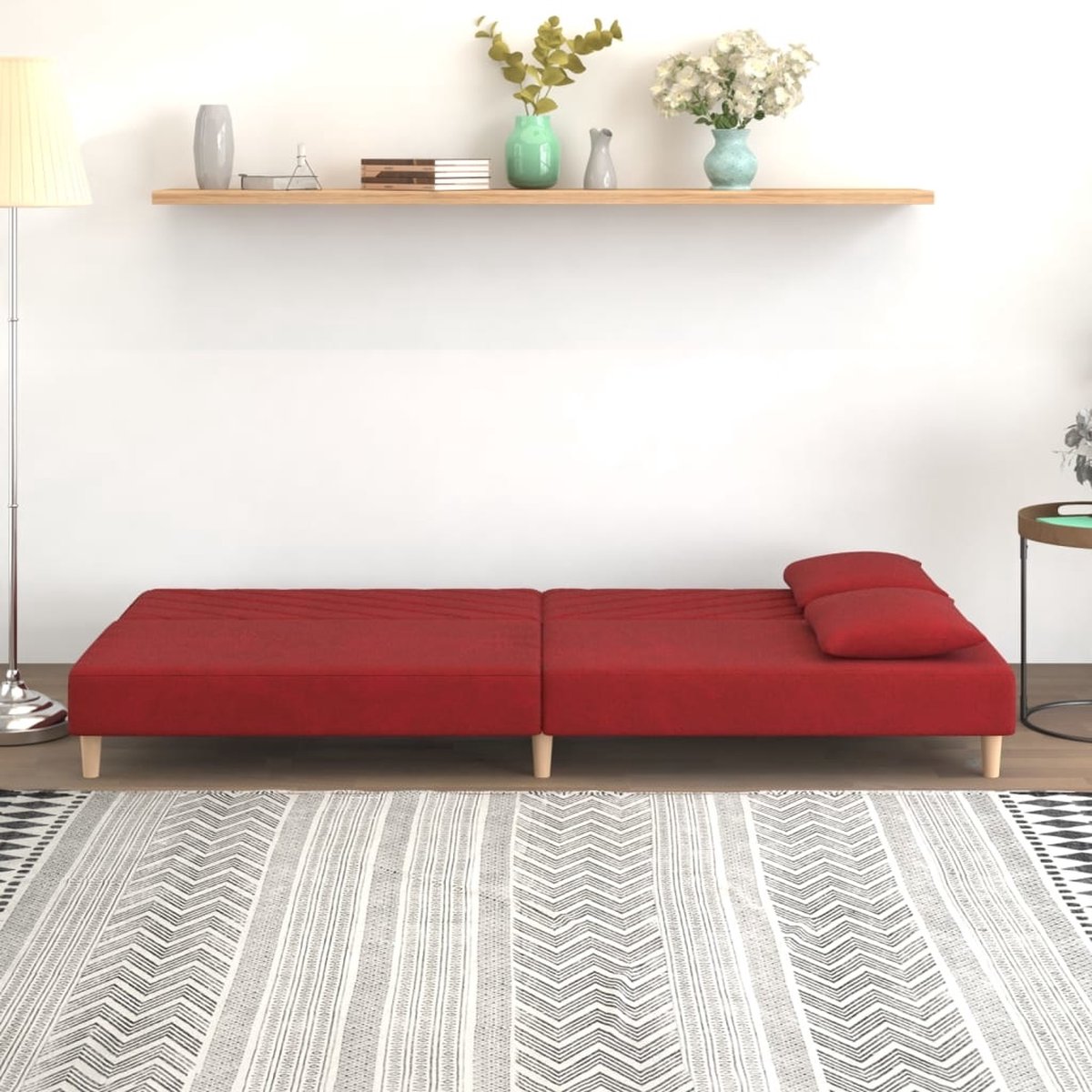 Vidaxl Slaapbank 2-zits Met 2 Kussens Fluweel Wijn - Rood