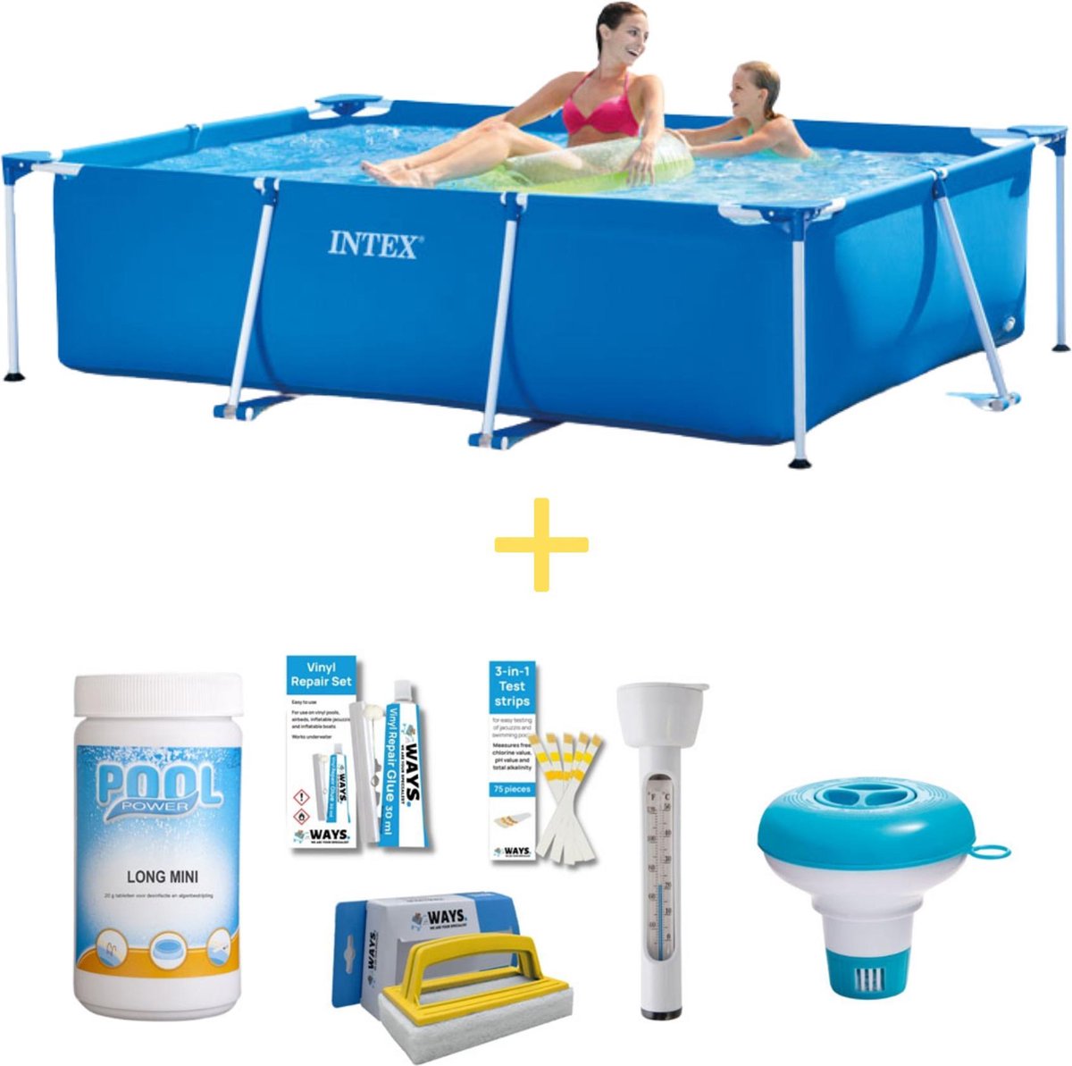 Intex Zwembad - Frame Pool - 220 X 150 X 60 Cm - Inclusief Ways Onderhoudspakket - Blauw