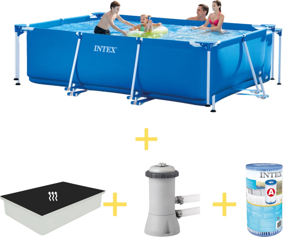 Intex Zwembad - Frame Pool - 300 X 200 X 75 Cm - Inclusief Solarzeil, Filterpomp & Filter - Blauw