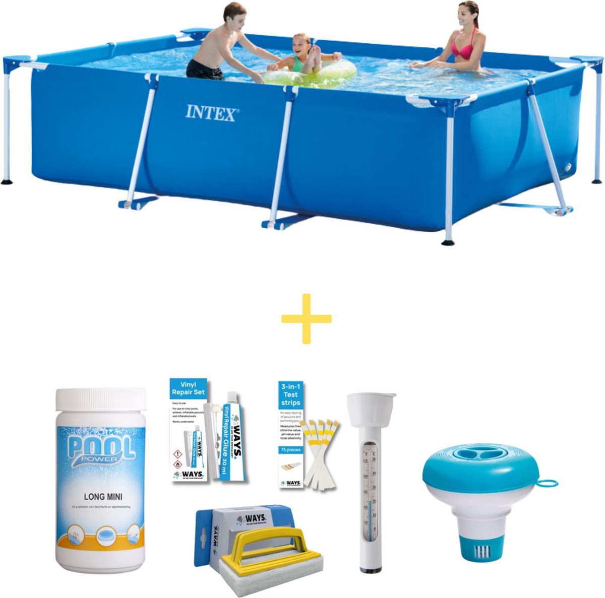 Intex Zwembad - Frame Pool - 300 X 200 X 75 Cm - Inclusief Ways Onderhoudspakket - Blauw