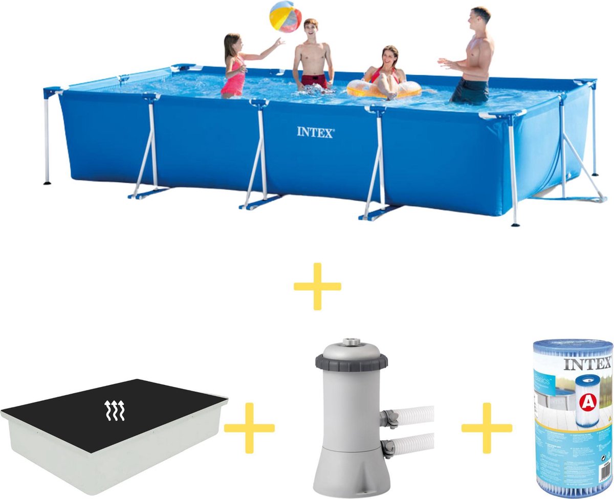 Intex Zwembad - Frame Pool - 450 X 220 X 84 Cm - Inclusief Solarzeil, Filterpomp & Filter - Blauw