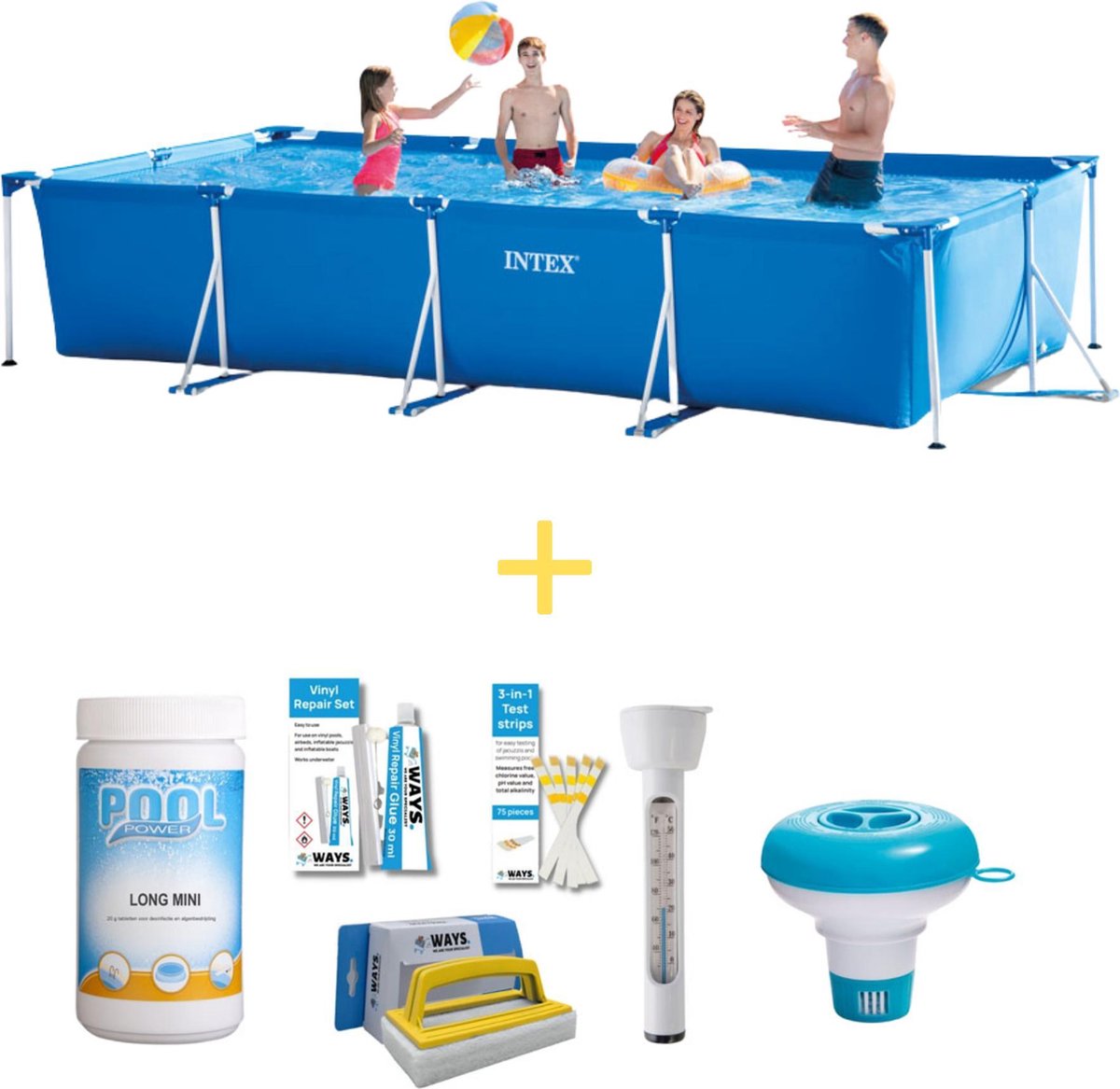 Intex Zwembad - Frame Pool - 450 X 220 X 84 Cm - Inclusief Ways Onderhoudspakket - Blauw