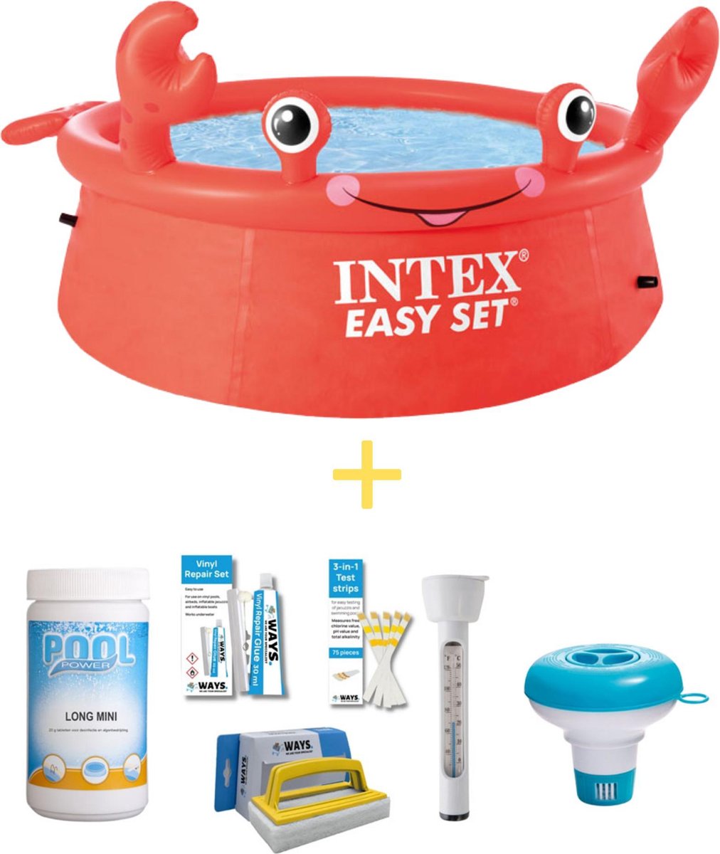 Intex Zwembad - Easy Set - 183 Cm - Krab Editie - Inclusief Ways Onderhoudspakket - Rood