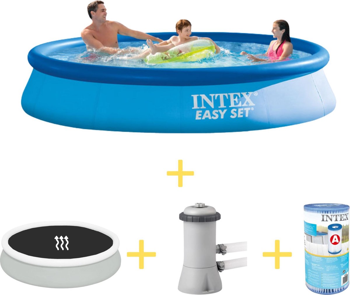 Intex Zwembad - Easy Set - 366 X 76 Cm - Inclusief Solarzeil, Filterpomp & Filter - Blauw