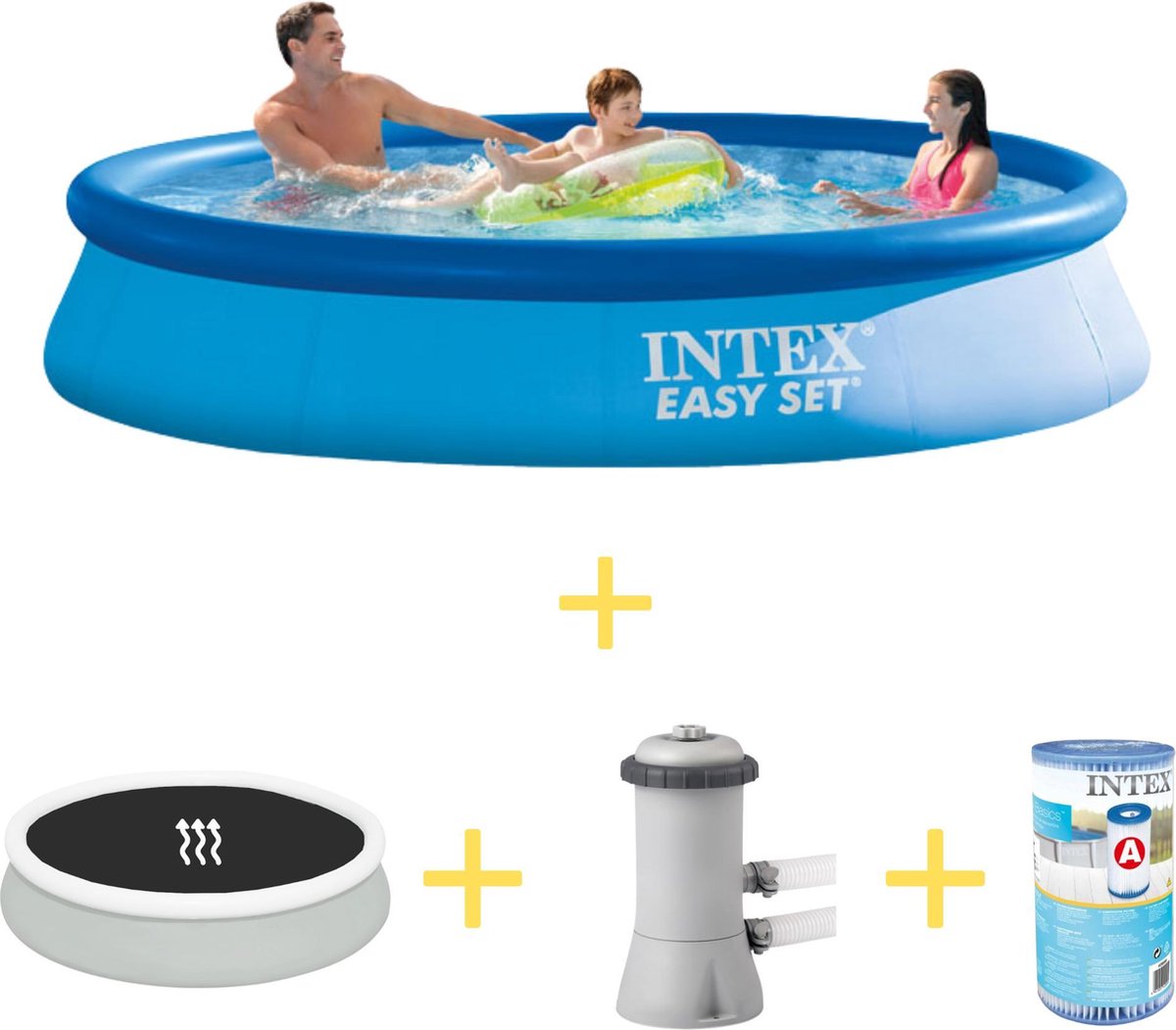 Intex Zwembad - Easy Set - 366 X 76 Cm - Inclusief Solarzeil, Filterpomp & Filter - Blauw