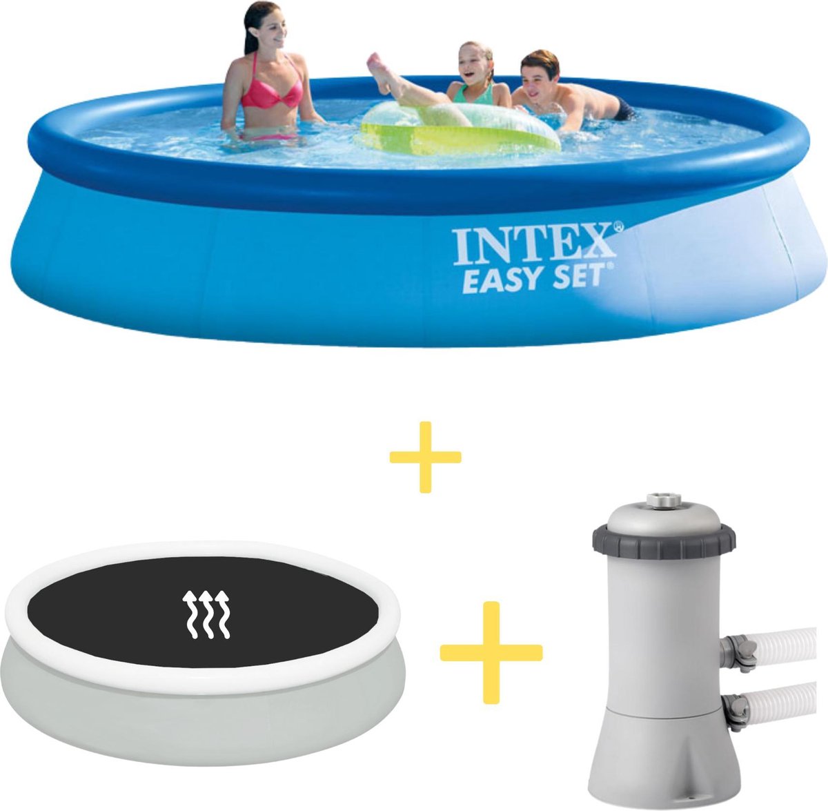 Intex Zwembad - Easy Set - 396 X 84 Cm - Inclusief Solarzeil & Filterpomp - Blauw