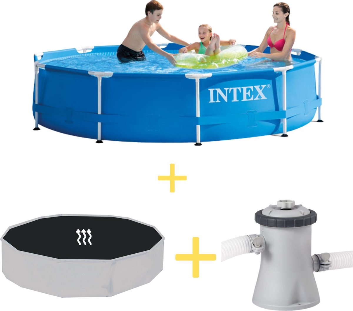 Intex Zwembad - Metal Frame - 305 X 76 Cm - Inclusief Solarzeil & Filterpomp - Blauw