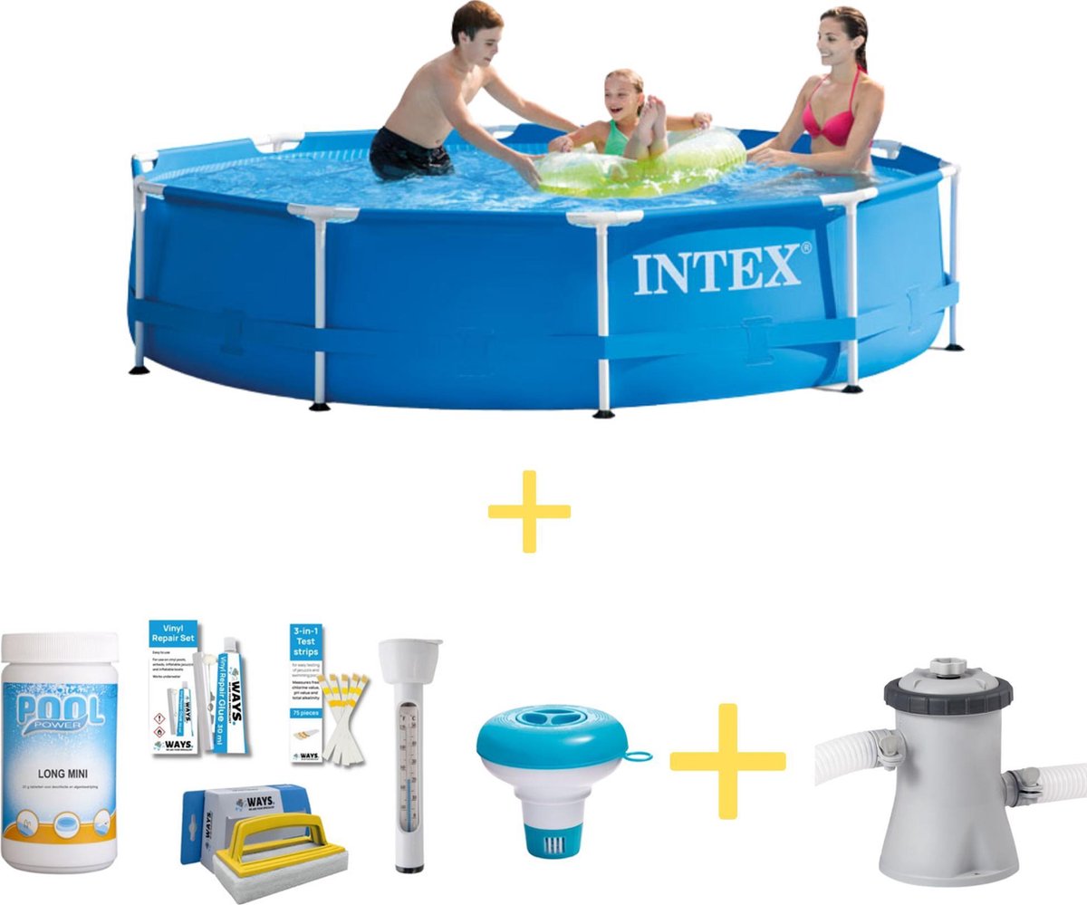 Intex Zwembad - Metal Frame - 305 X 76 Cm - Ways Onderhoudspakket & Filterpomp - Blauw