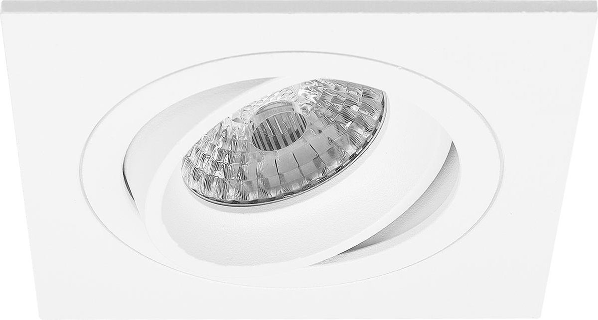 BES LED Spot Armatuur Gu10 - Pragmi Borny Pro - Inbouw Vierkant - Mat Wit - Aluminium - Kantelbaar - 92mm
