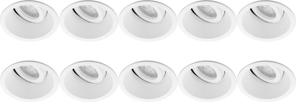 BES LED Spot Armatuur 10 Pack - Pragmi Zano Pro - Gu10 Fitting - Inbouw Rond - Mat Wit - Aluminium - Kantelbaar - Ø93mm