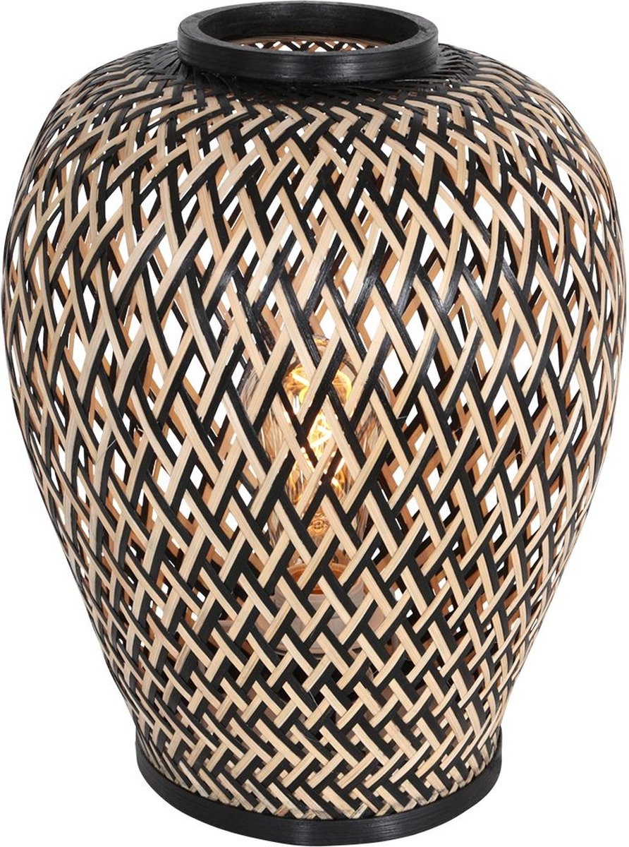 Steinhauer Tafellamp Maze H 30 Cm Bamboe Beige - Zwart