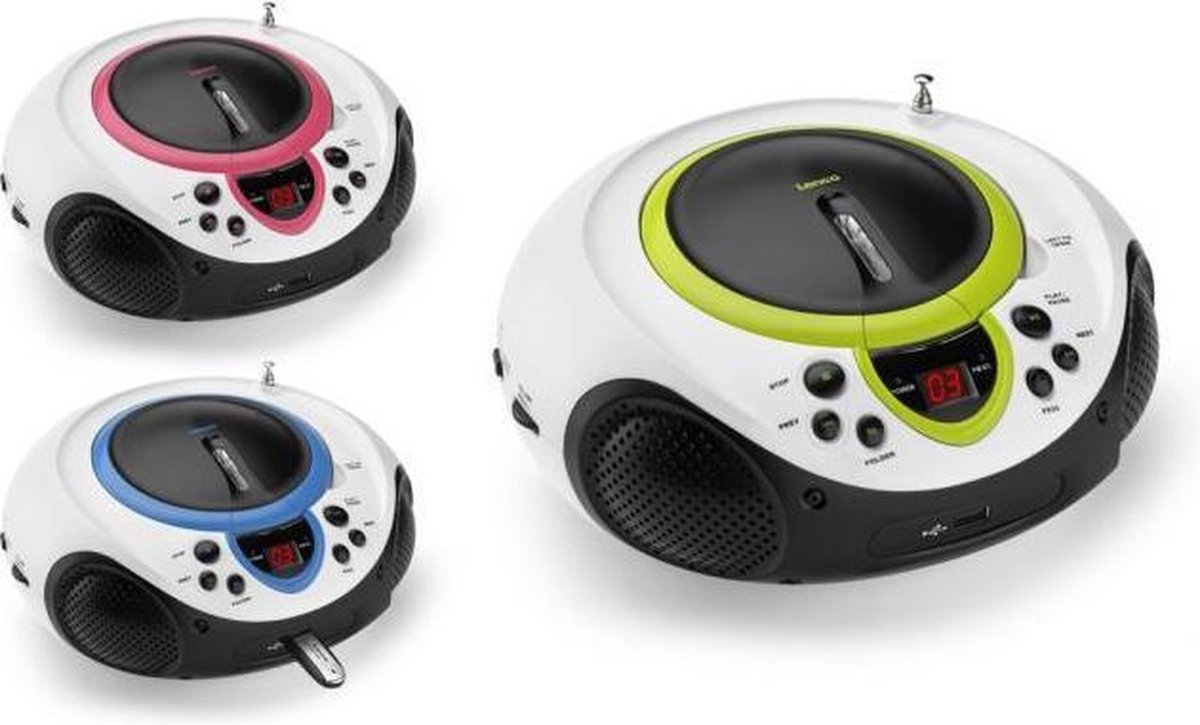 Lenco Draagbare Fm Radio Cd En Usb Speler Scd-38 Usb Pink Wit- - Roze