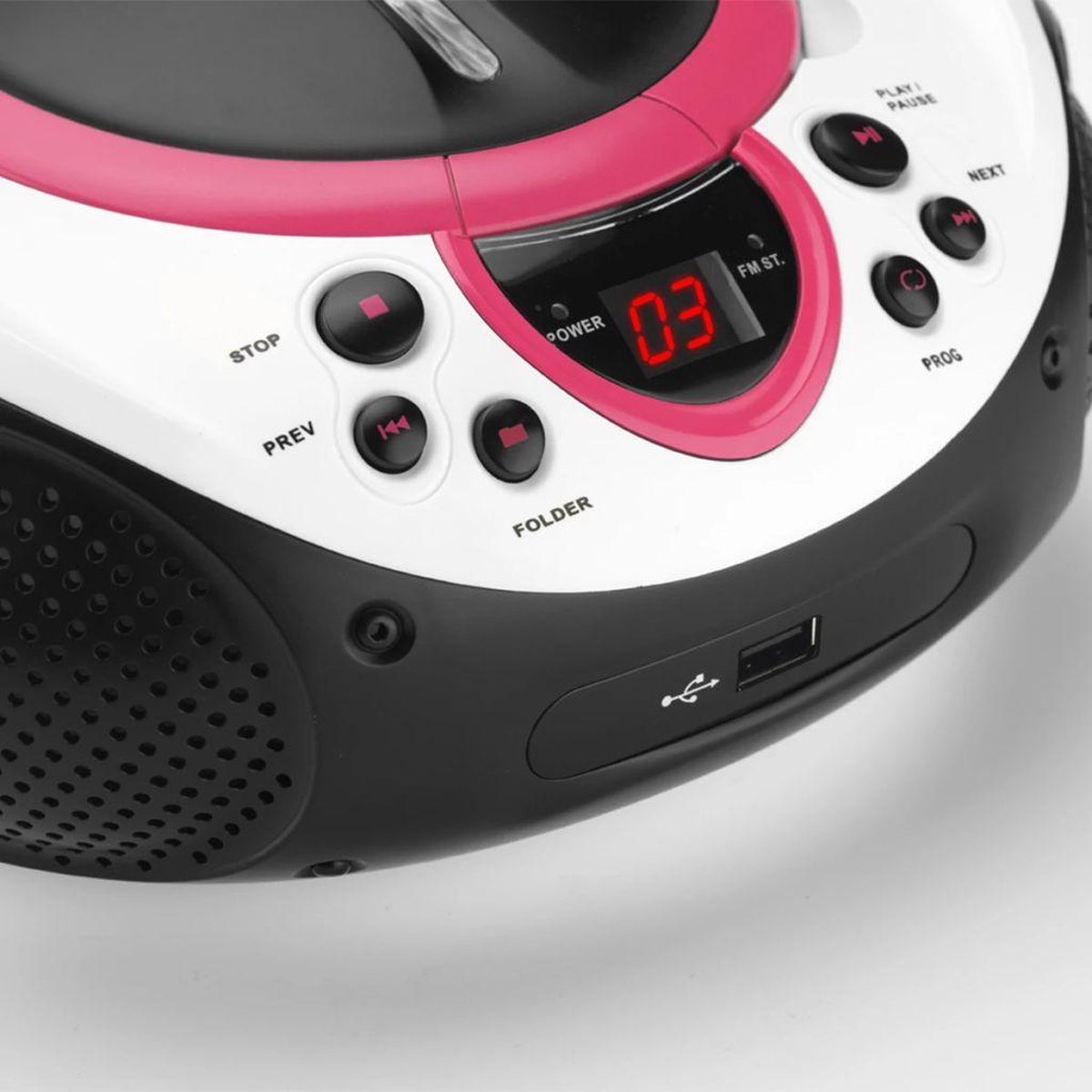 Lenco Draagbare Fm Radio Cd En Usb Speler Scd-38 Usb Pink Wit- - Roze