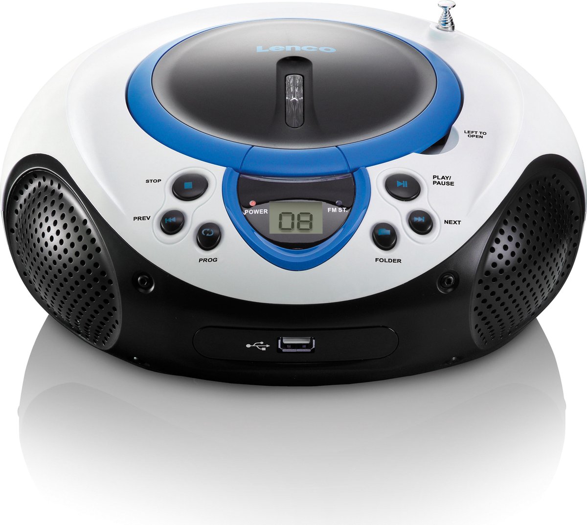 Lenco Draagbare Fm Radio Cd En Usb Speler Scd-38 Usb Blue Wit- - Blauw