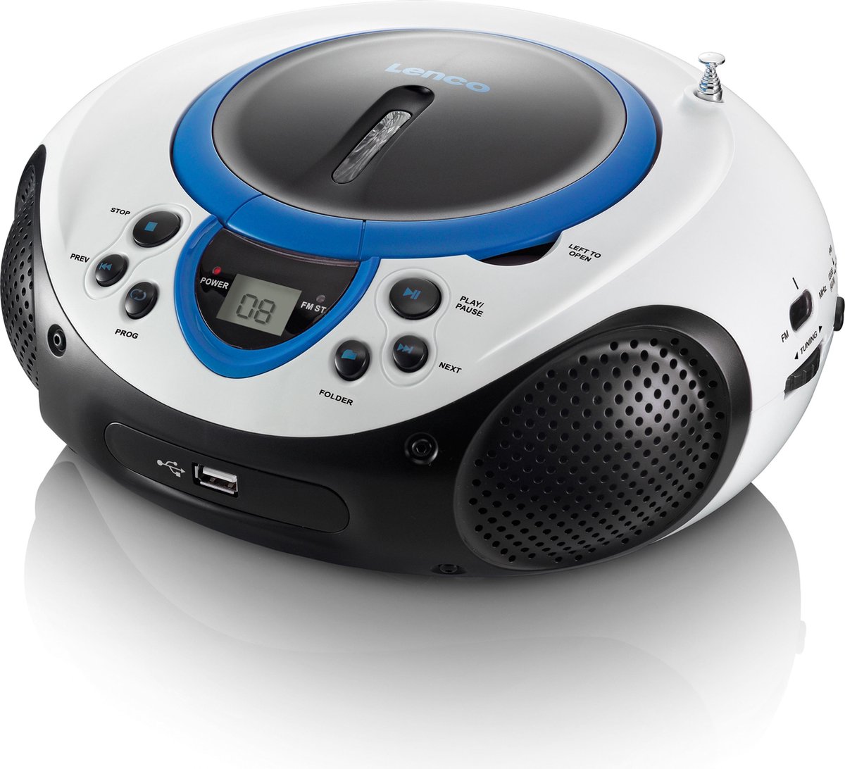 Lenco Draagbare Fm Radio Cd En Usb Speler Scd-38 Usb Blue Wit- - Blauw