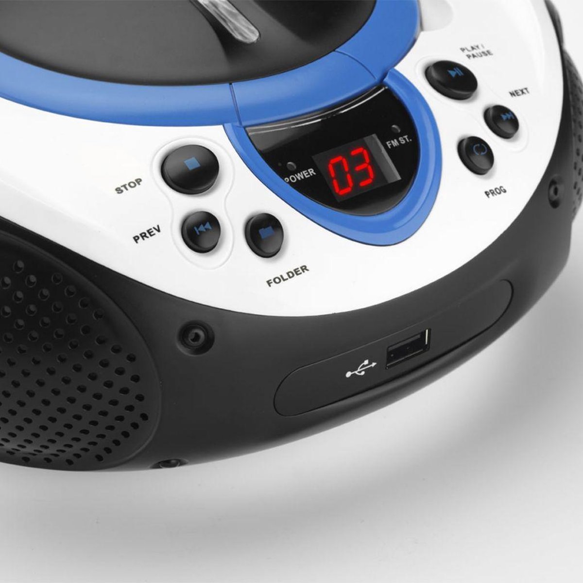 Lenco Draagbare Fm Radio Cd En Usb Speler Scd-38 Usb Blue Wit- - Blauw