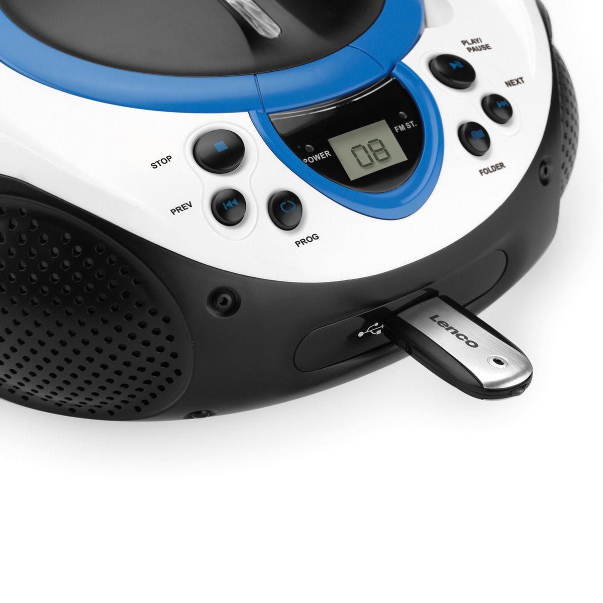 Lenco Draagbare Fm Radio Cd En Usb Speler Scd-38 Usb Blue Wit- - Blauw