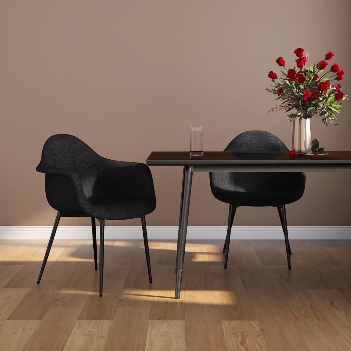 Vidaxl Eetkamerstoelen 2 St Stof - Zwart
