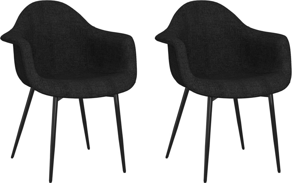 Vidaxl Eetkamerstoelen 2 St Stof - Zwart