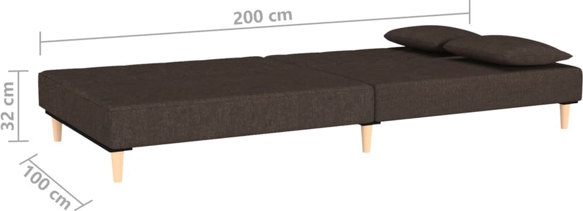 Vidaxl Slaapbank 2-zits Met 2 Kussens Stof Donker - Bruin