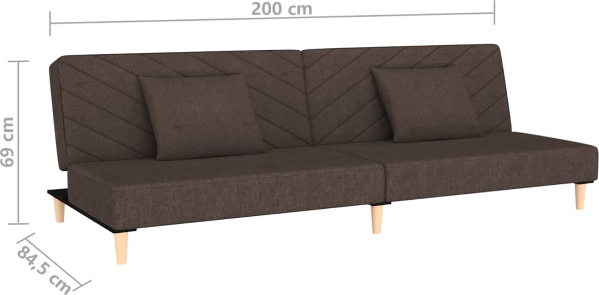 Vidaxl Slaapbank 2-zits Met 2 Kussens Stof Donker - Bruin