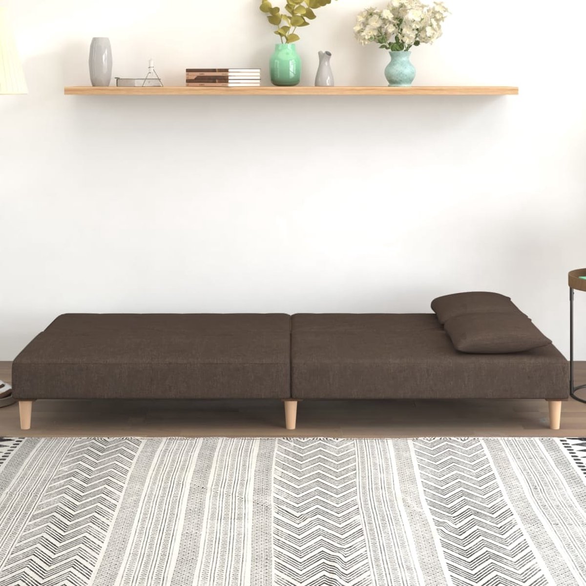 Vidaxl Slaapbank 2-zits Met 2 Kussens Stof Donker - Bruin