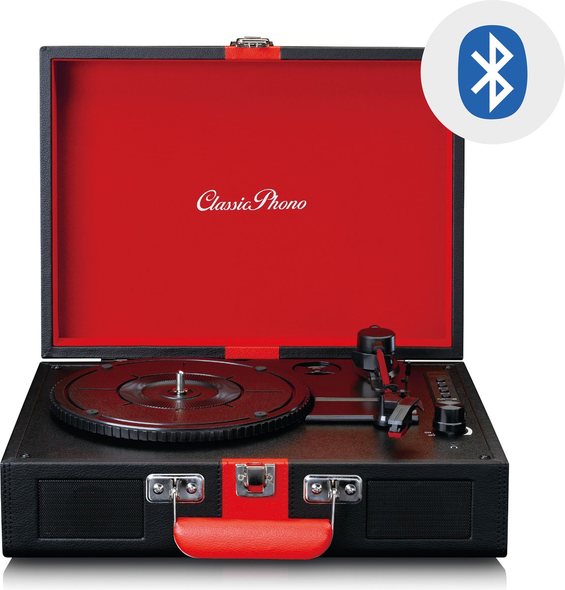 Platenspeler Met Bluetooth Ontvangst En Ingebouwde Speakers Classic Phono Tt-110bkrd- - Rood