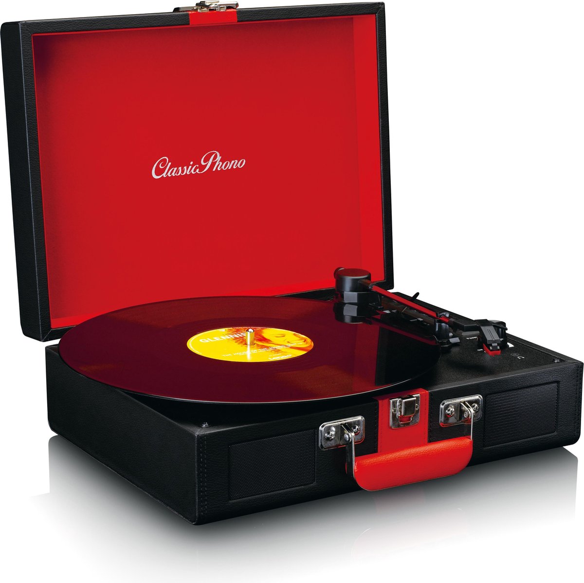 Platenspeler Met Bluetooth Ontvangst En Ingebouwde Speakers Classic Phono Tt-110bkrd- - Rood