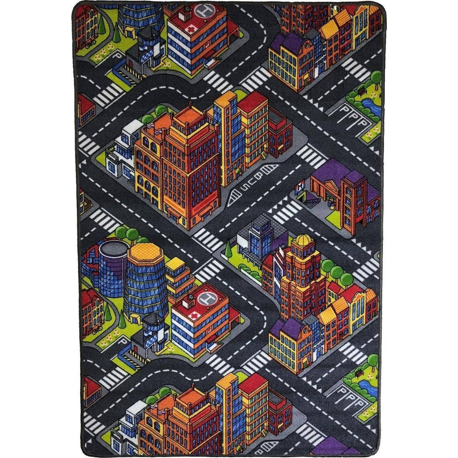 Benza Speelkleed - Verkeerskleed - Speeltapijt - Stratentapijt - Smart City 100 X 150 Cm - Design 13