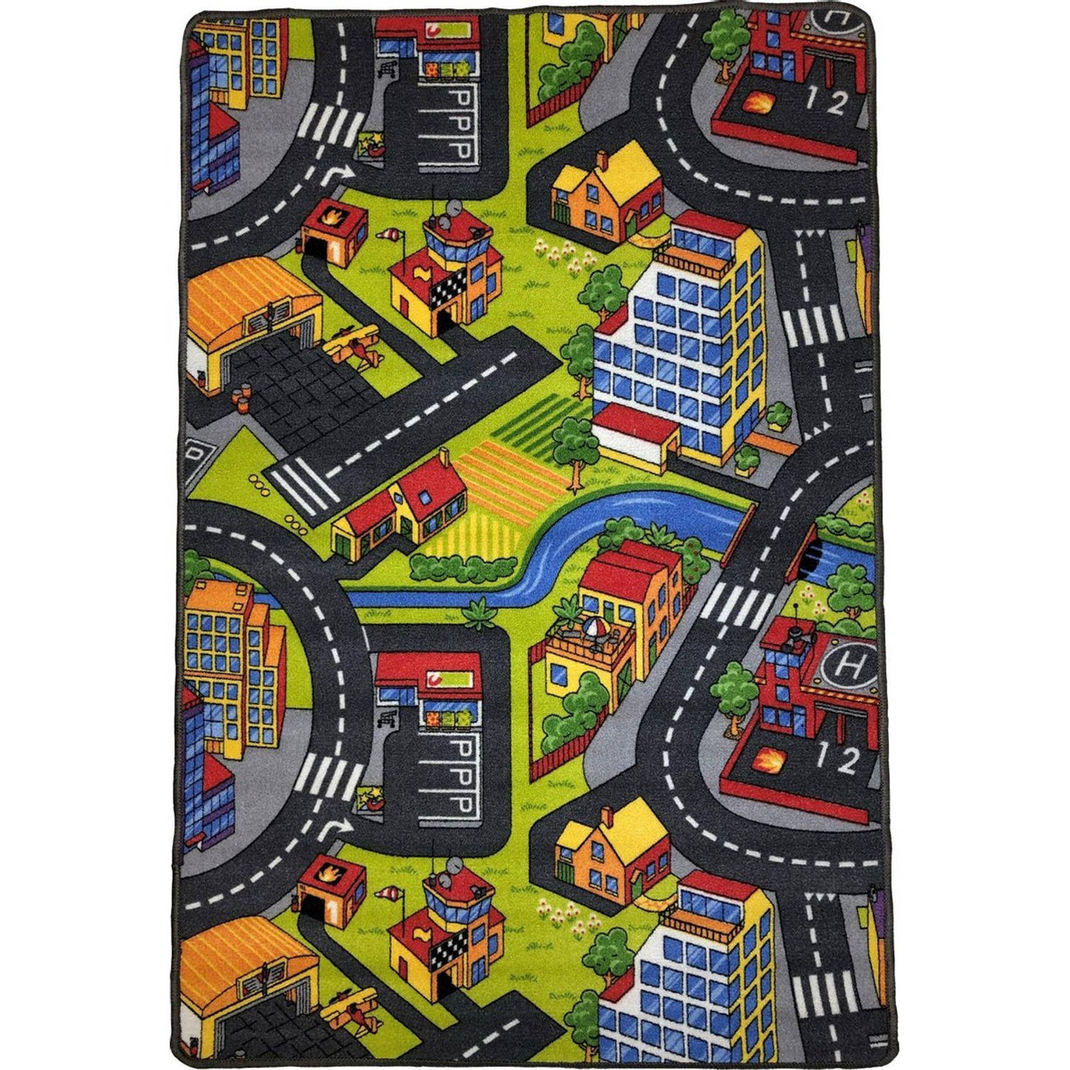 Benza Speelkleed - Verkeerskleed - Speeltapijt - Stratentapijt - Smart City 100 X 150 Cm - Design 11