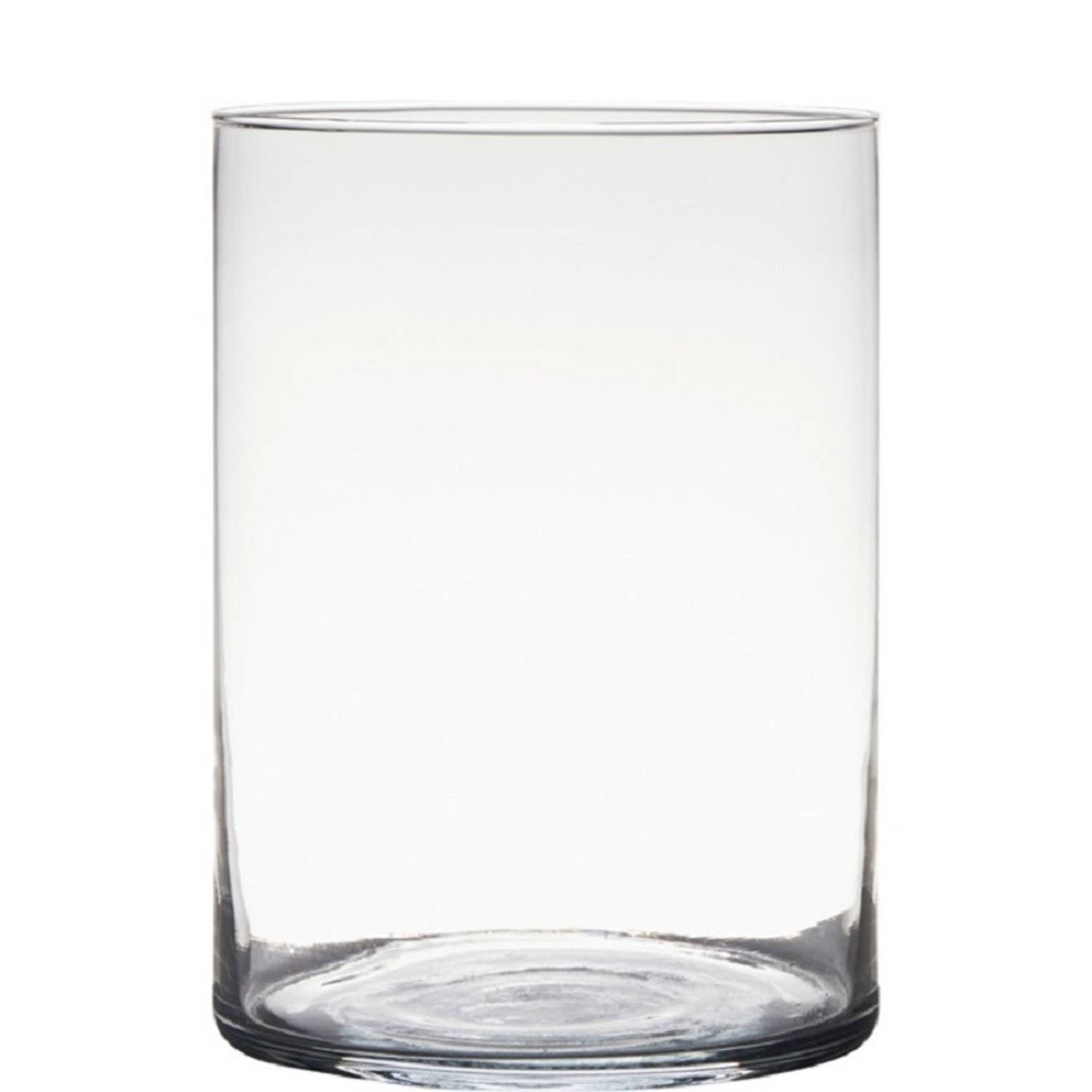 Transparante Home-basics Cylinder Vorm Vaas/vazen Van Glas 25 X 18 Cm - Vazen