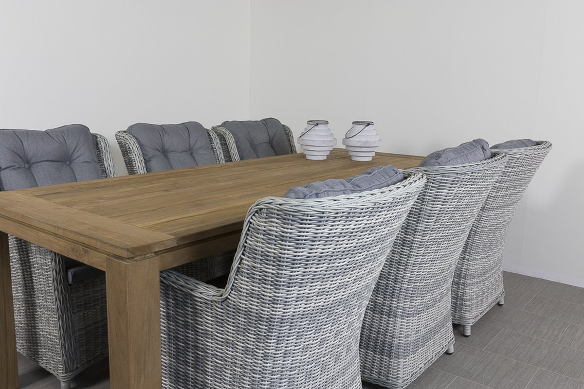 Vdg Richmond Pearl Grey/rome Teak 240 Cm. Tuinset - 7-delig - Grijs