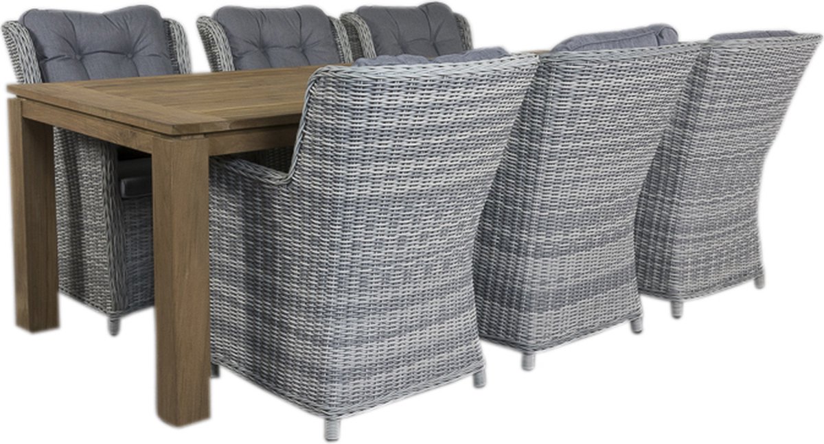Vdg Richmond Pearl Grey/rome Teak 240 Cm. Tuinset - 7-delig - Grijs