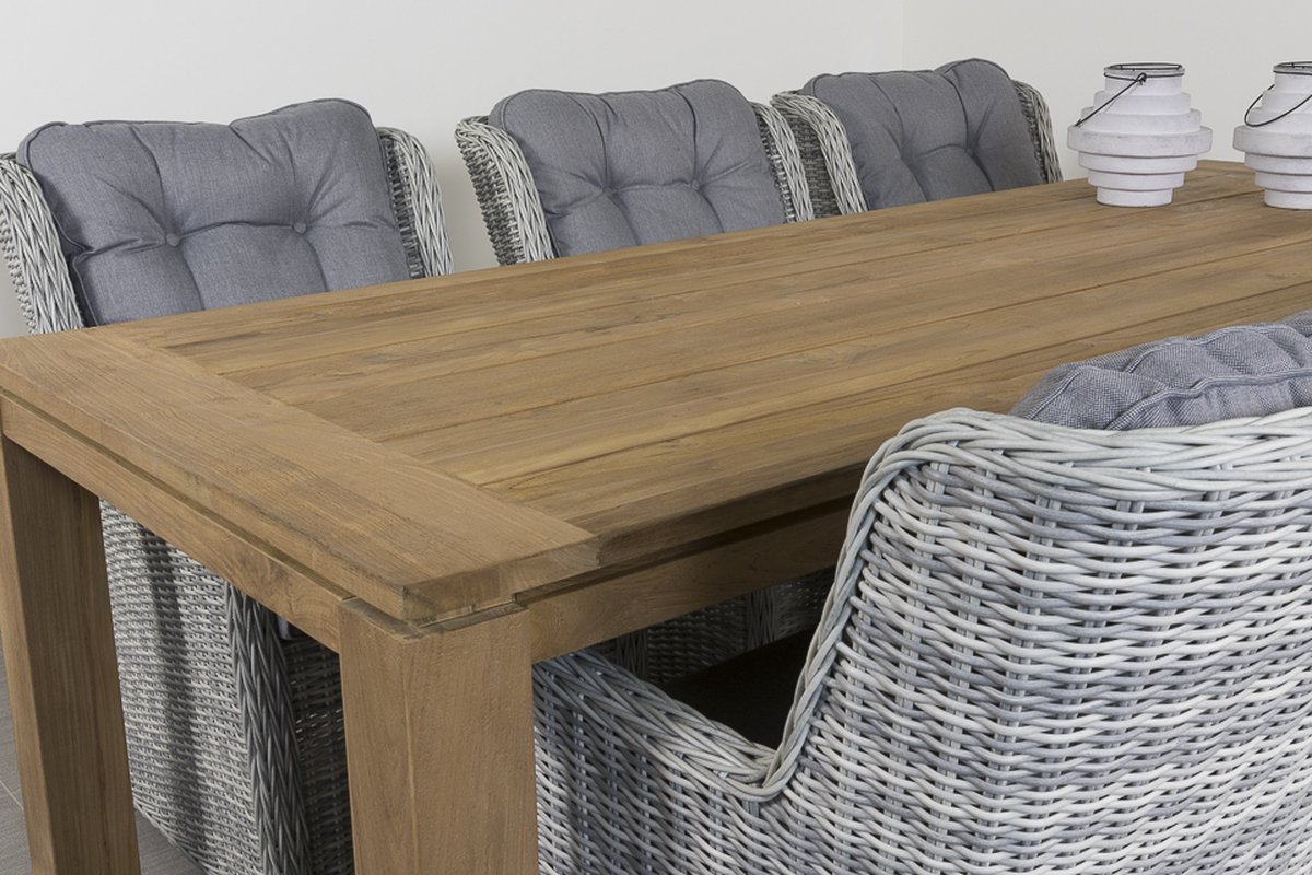 Vdg Richmond Pearl Grey/rome Teak 240 Cm. Tuinset - 7-delig - Grijs