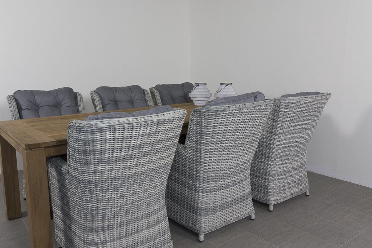 Vdg Richmond Pearl Grey/rome Teak 240 Cm. Tuinset - 7-delig - Grijs