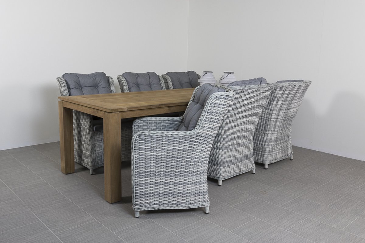 Vdg Richmond Pearl Grey/rome Teak 240 Cm. Tuinset - 7-delig - Grijs