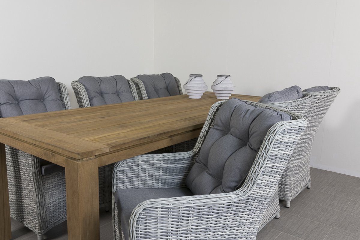 Vdg Richmond Pearl Grey/rome Teak 240 Cm. Tuinset - 7-delig - Grijs