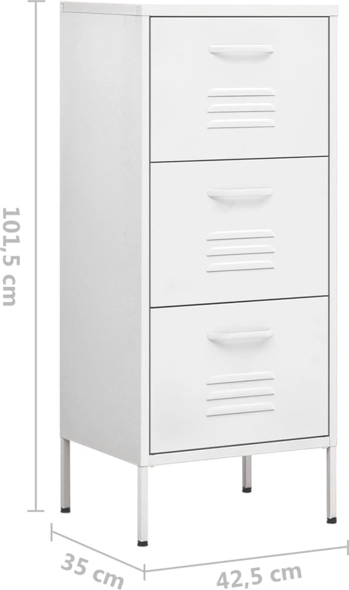 Vidaxl Opbergkast 42,5x35x101,5 Cm Staal - Wit