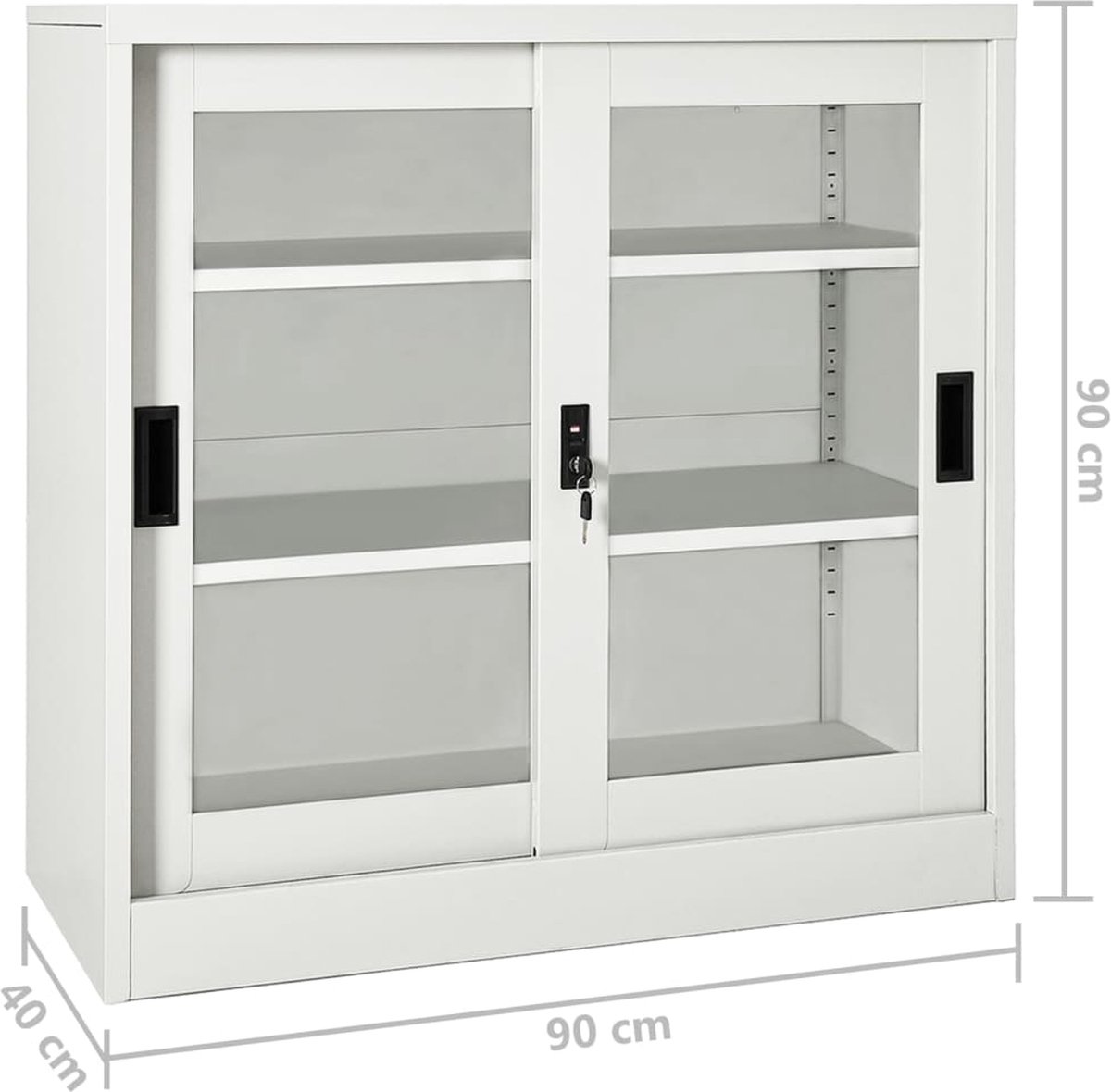 Vidaxl Roldeurkast 90x40x90 Cm Staal Licht - Grijs