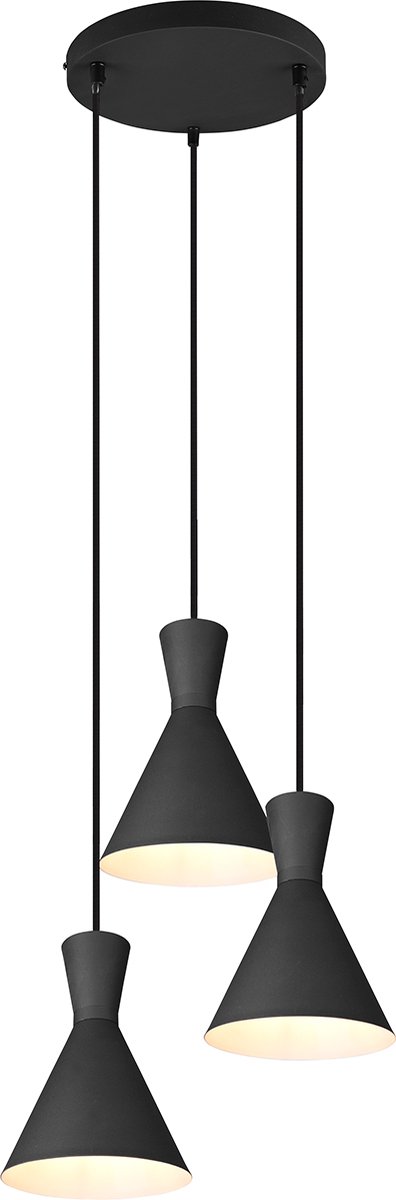 BES LED Led Hanglamp - Trion Ewomi - E27 Fitting - 3-lichts - Rond - Mat - Aluminium - Zwart