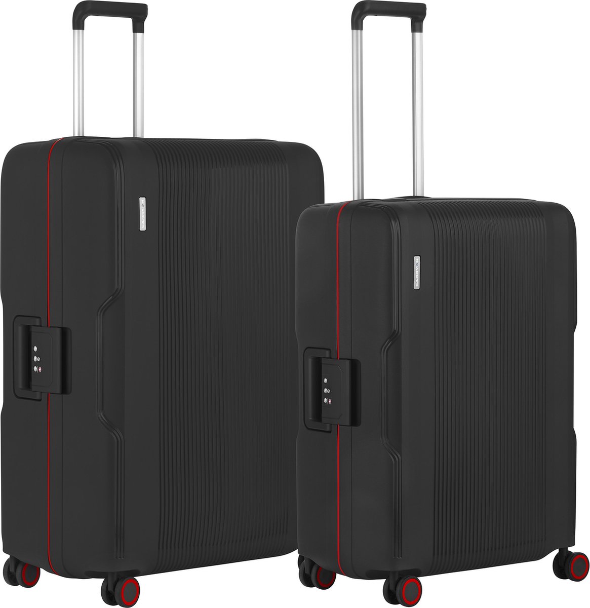 Carry On Protector Luxe Kofferset - Tsa Trolleyset M+l Formaat Met 4-delige Packer Set - Kliksloten - Zwart