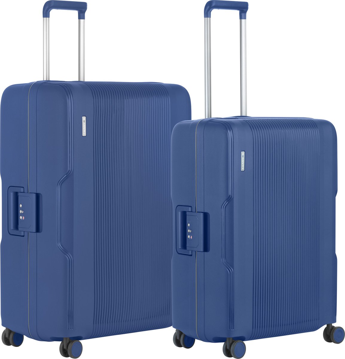 Carry On Protector Luxe Kofferset - Tsa Trolleyset M+l Formaat Met 4-delige Packer Set - Kliksloten - Blauw