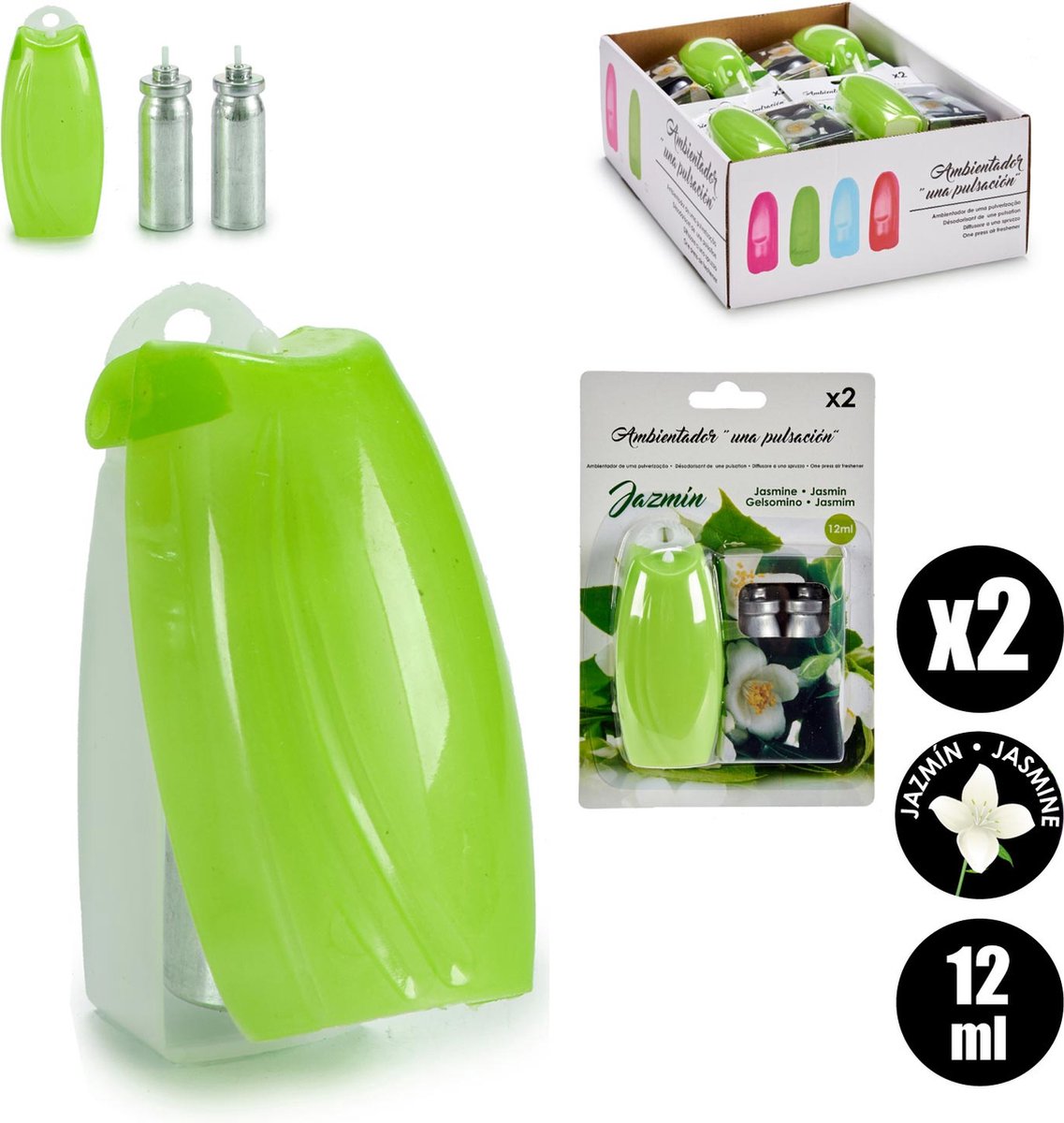 Acorde Luchtverfrisser Jasmijn 11,5 X 17 Cm/wit 3-delig - Groen