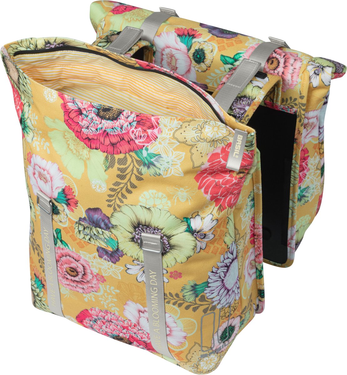 Basil Dubbele Fietstas Bloom Field 35 Liter Okergeel