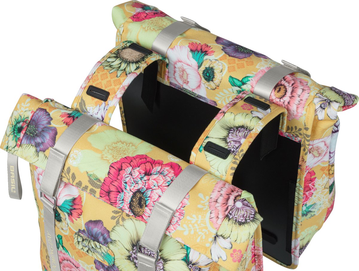 Basil Dubbele Fietstas Bloom Field 35 Liter Okergeel