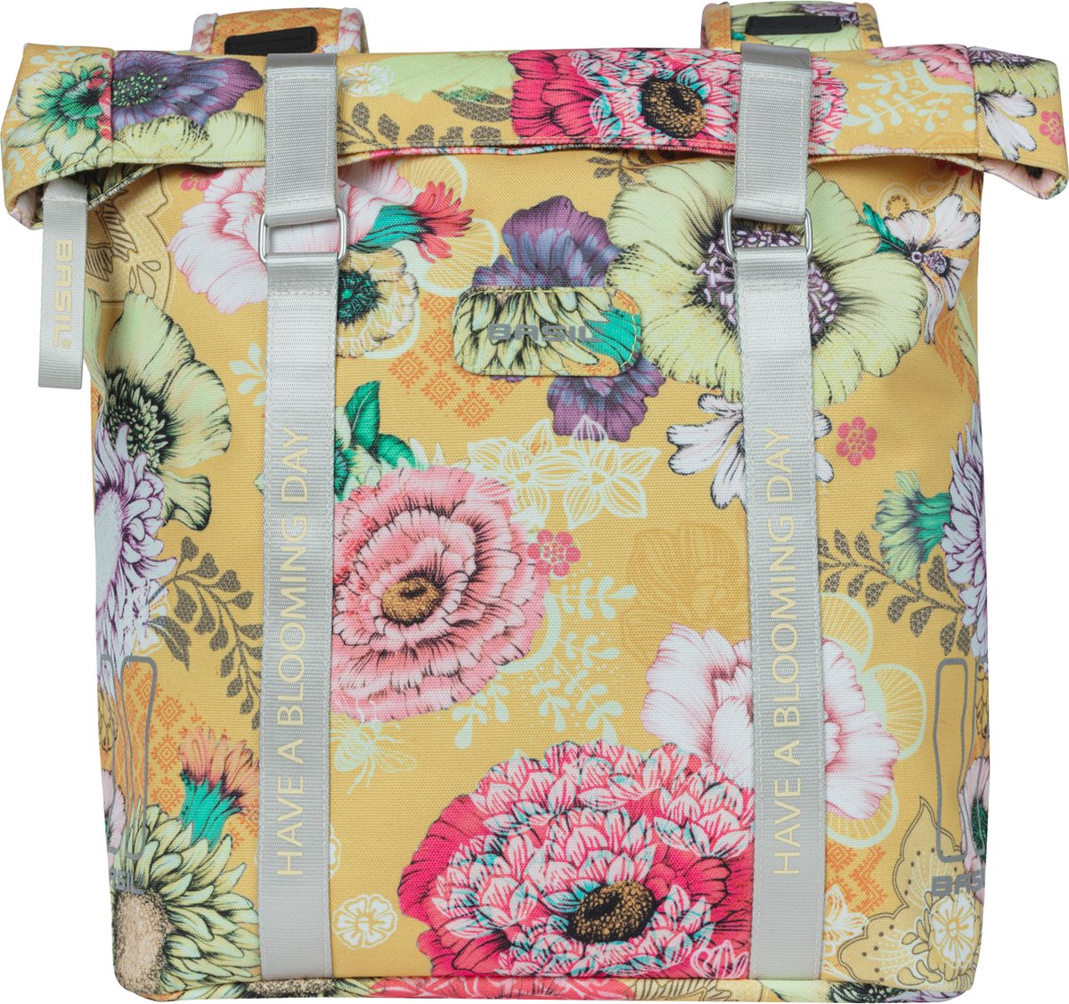 Basil Dubbele Fietstas Bloom Field 35 Liter Okergeel