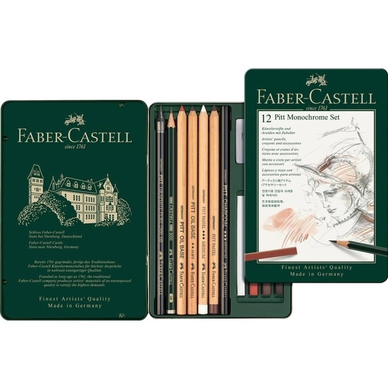 Faber Castell Pitt Monochrome Set 12-delig Medium - Wit