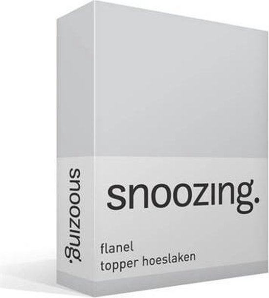 Snoozing - Flanel - Topper - Hoeslaken - 140x200 Cm - - Grijs