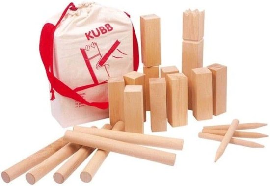 Philos Beukenhouten Kubb Spel Origineel 31x28cm